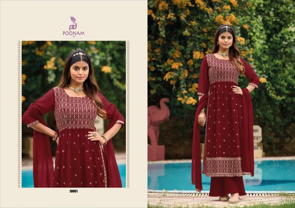 Poonam Rose Gold Nayra Cut Party Wear Georgette  Kurti Collection